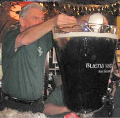 Photo of Bar Tender Paul Nolan making worlds largest Irish Coffee